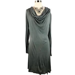 NOUGAT LONDON Soft Jersey Dress Cowl Neck Gray Charcoal Sheath UK 2 Medium EUC